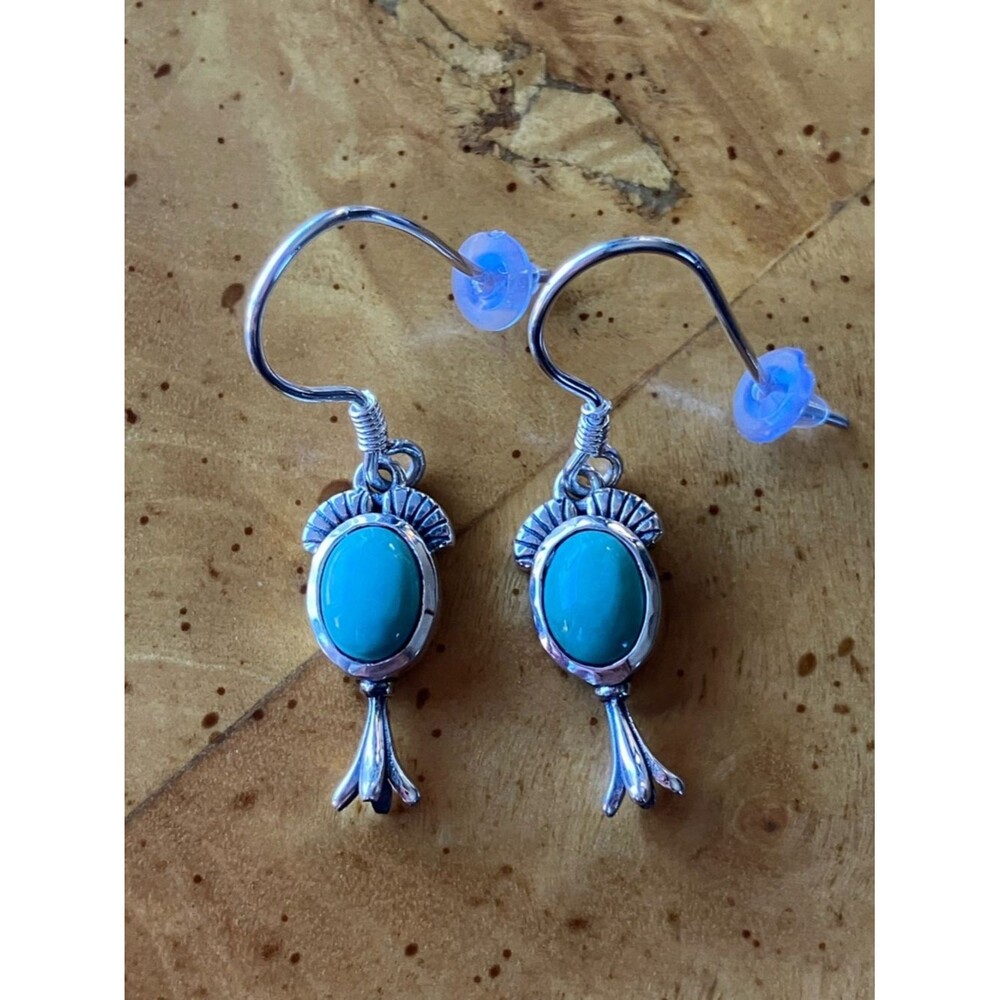 Natural Nevada Turquoise Sterling Silver Dangle Earrings